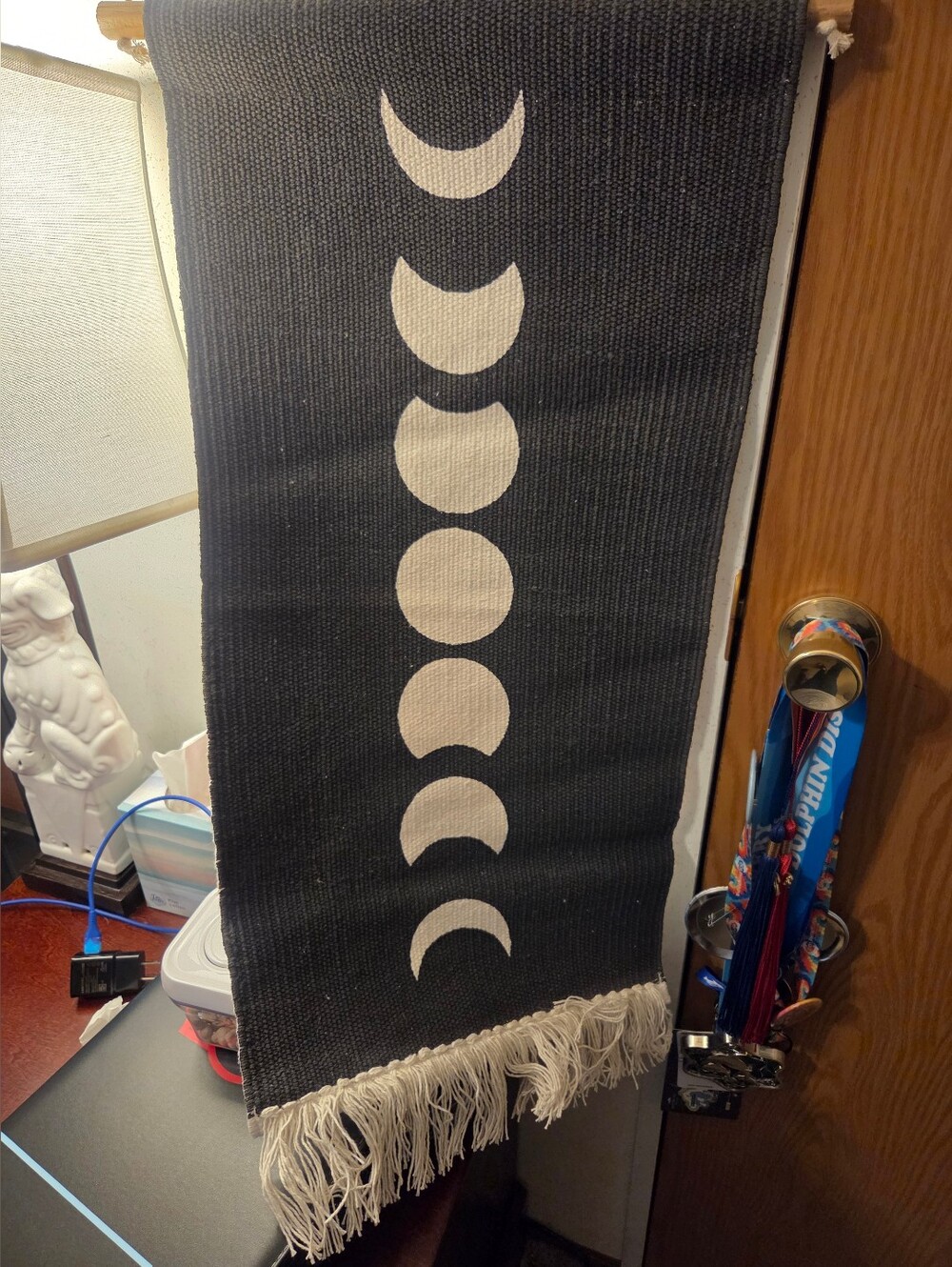 Moon phases woven wall hanging